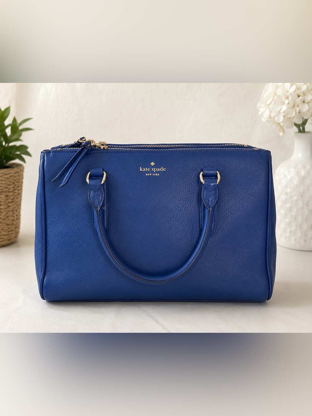Kate Spade Mulberry Street Asilah Blue Leather Tote Shoulder Work/Baby Bag